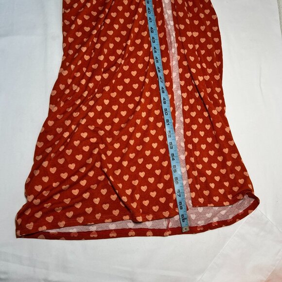 NWT Free People Lakeside Midi Dress Ginger Heart Print Ruched Side Slit Large - Picture 9 of 14